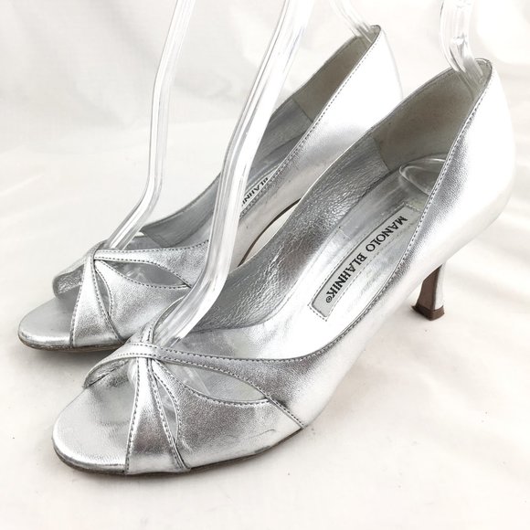 Manolo Blahnik Shoes - Manolo Blahnik Butterpump high heel peep silver 6